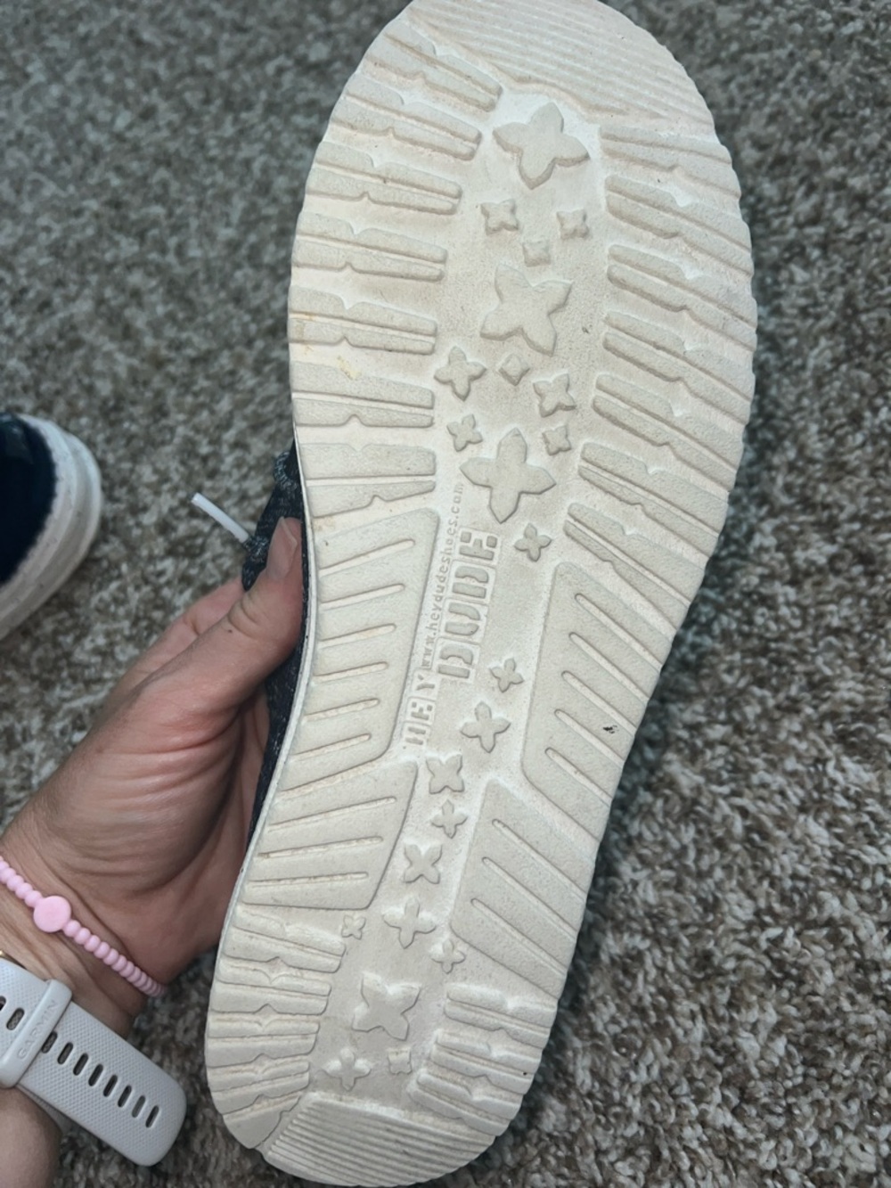 Hey Dude Wendy Sox Slip-Ons — Navy Knit with Speckled White Sole - Women’s 10 - Picture 7 of 14